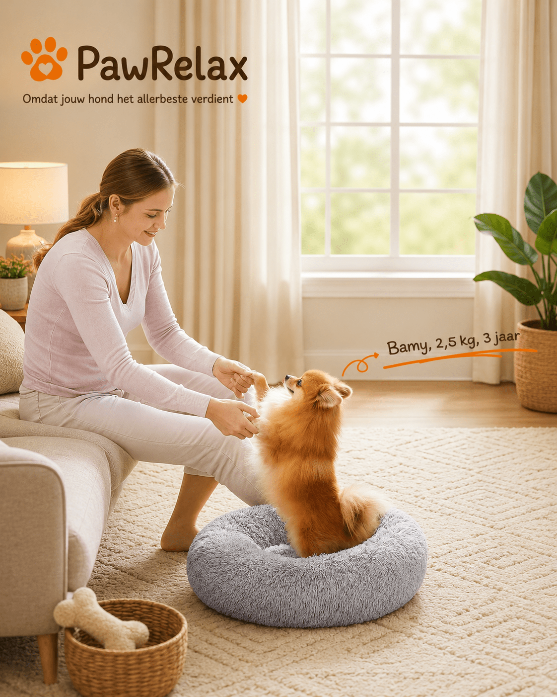 PawRelax® Anti - Stress Honden - & Kattenmand | Donut Mand - PawRelax