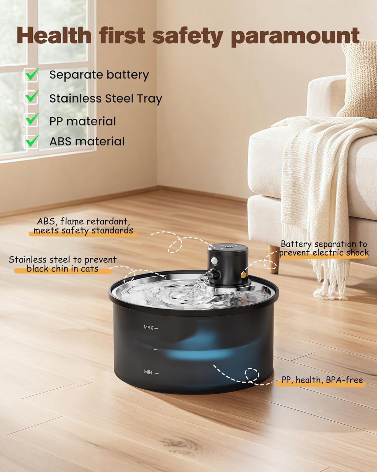 PawRelax™ AquaSense – Draadloze Drinkfontein met Sensor voor Katten & Honden - PawRelax
