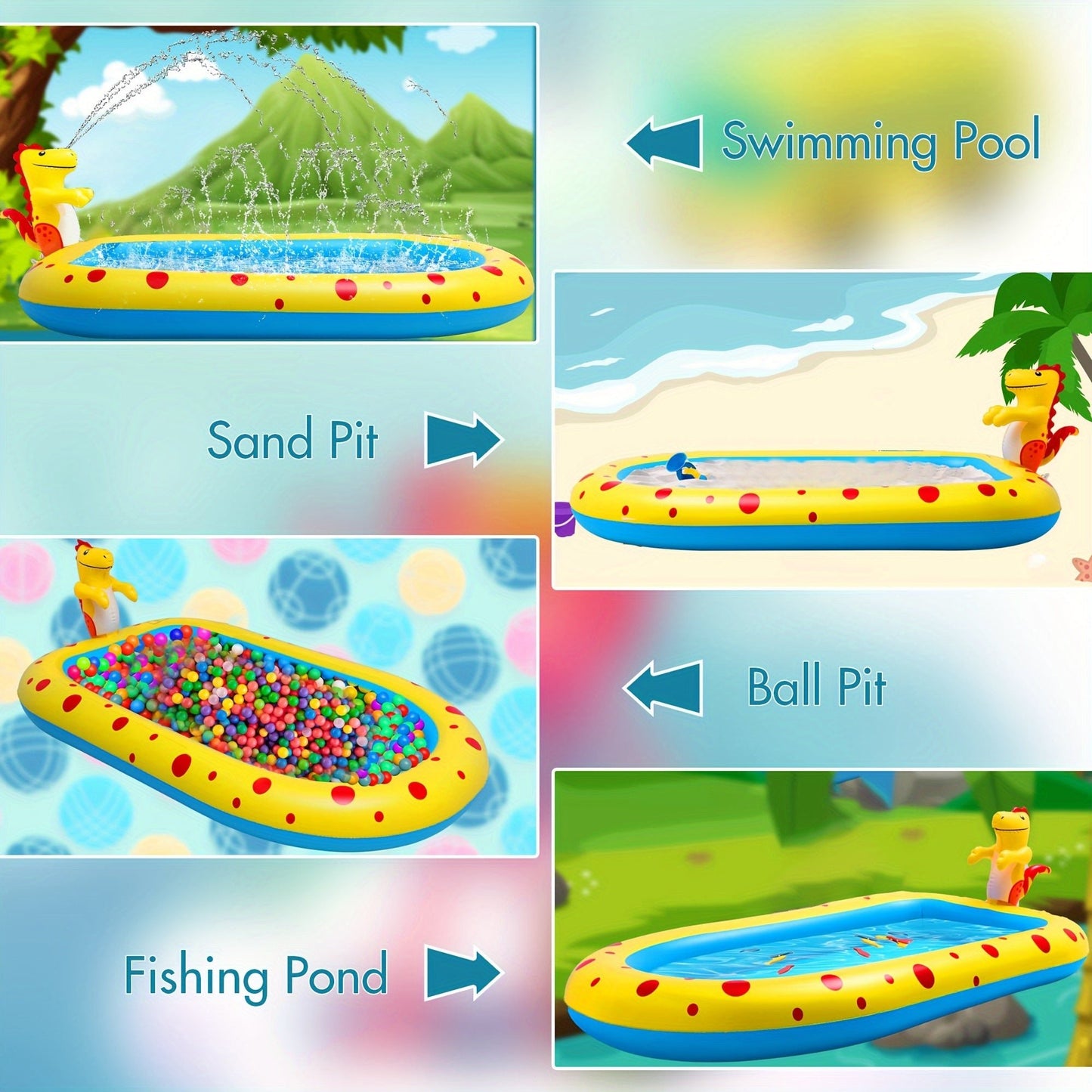 PawRelax™ Dino Splash Waterpark – Verkoelend Speelbad voor Honden - PawRelax