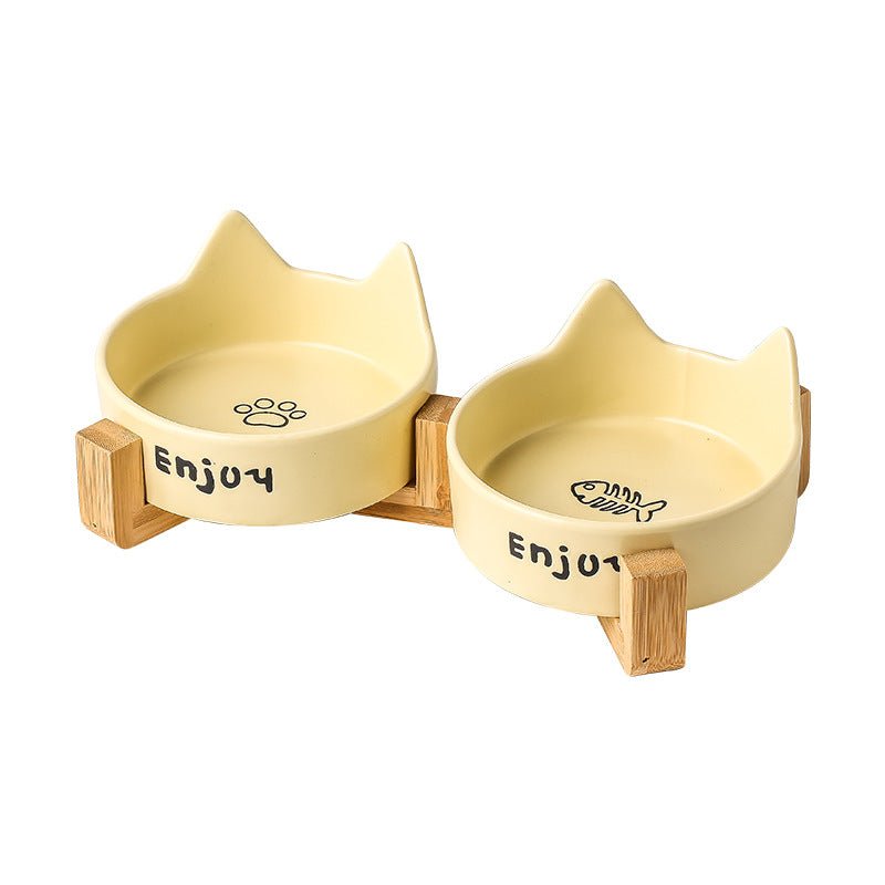 PawRelax™ Voer- & Waterbak met Houten Standaard - PawRelax