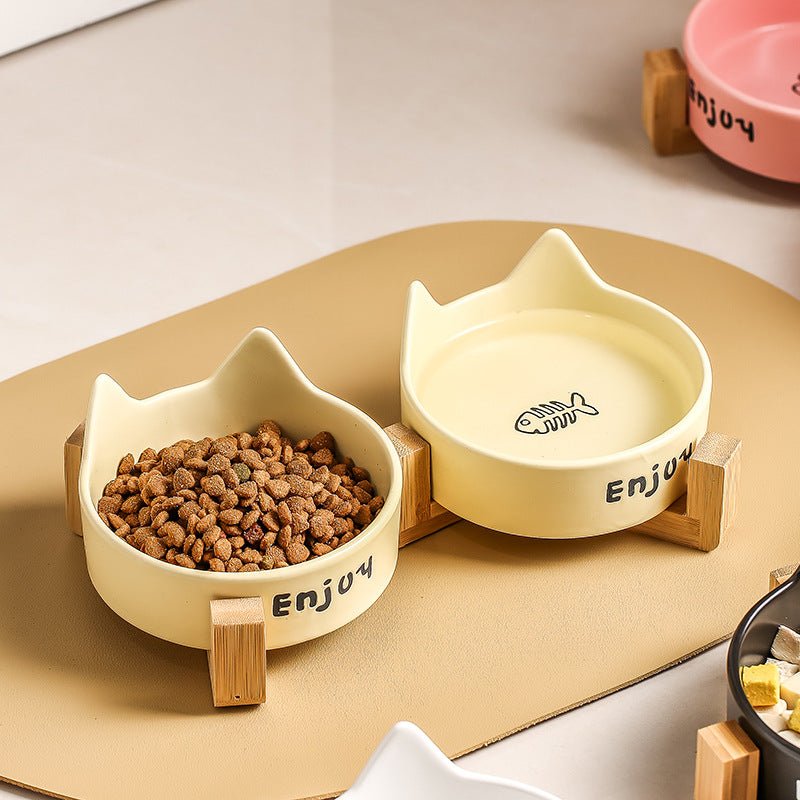 PawRelax™ Voer- & Waterbak met Houten Standaard - PawRelax